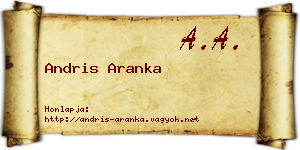 Andris Aranka névjegykártya